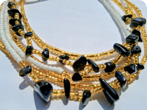 1 White w/Black Stones paired w/ 1Solid Shiny Gold