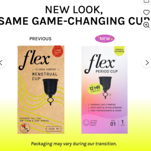 Flex Reusable Period Cup, Removes Like a Tampon, Non-toxic, 12-Hour Wear, Size 01, 1 Count