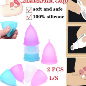 Reusable Menstrual Cups Set of 2 Large and Small Silicone Soft Cup Period