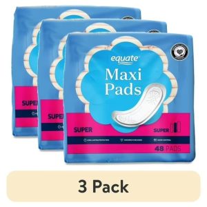 (3 pack) Equate Maxi Pads, Super Protection (48 Count)