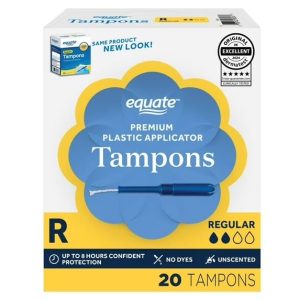 Equate Tampons with Premium Plastic Applicators, Unscented, Regular (20 Count)