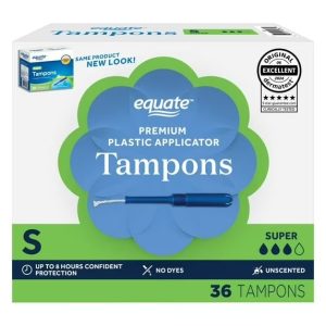 Equate Tampons with Premium Plastic Applicators, Unscented, Super (36 Count)