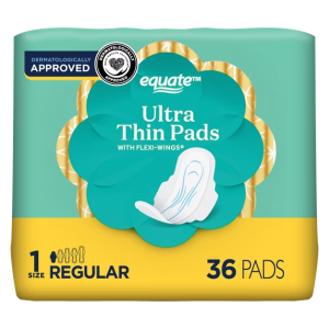Equate Ultra Thin Pads with Wings, Size 1, Regular Protection (36 Count)