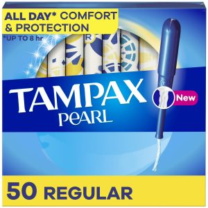 Tampax Pearl Tampons with LeakGuard Braid, Regular Absorbency, 50 Ct