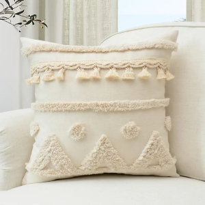 The BohoGeo Tassel Cushion Cover